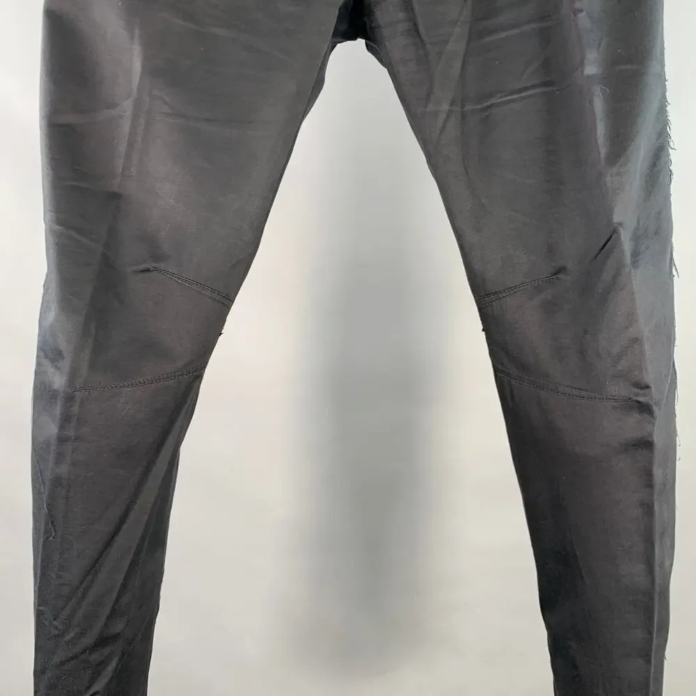LANVIN Size 32 Black Cotton Blend Ankle Zip Flat Front Dress Pants